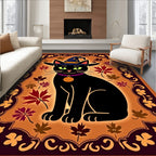 Whimsical Black Cat Wizard Autumn Rug