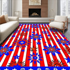 Red White Blue Starburst Stripes Rug