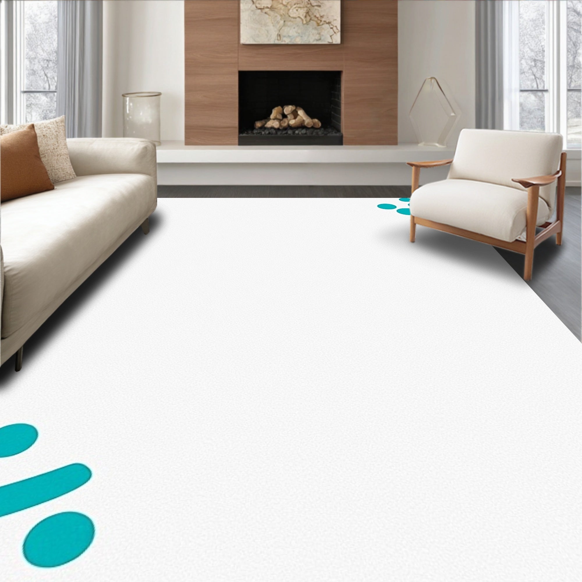 Teal Dot Cluster Accent Rug
