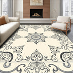 Cream and Gray Floral Medallion Rug