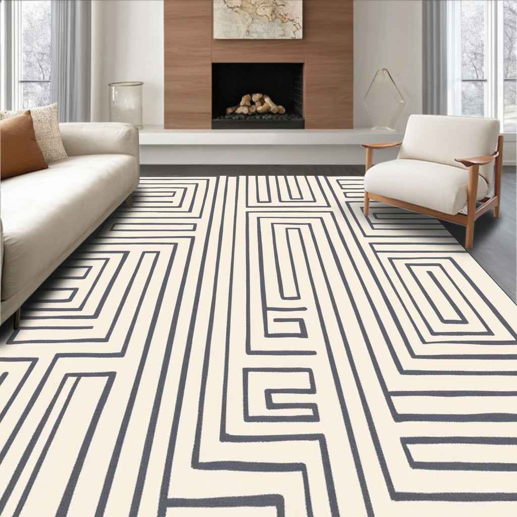 Navajo Inspired Gray Maze Rug