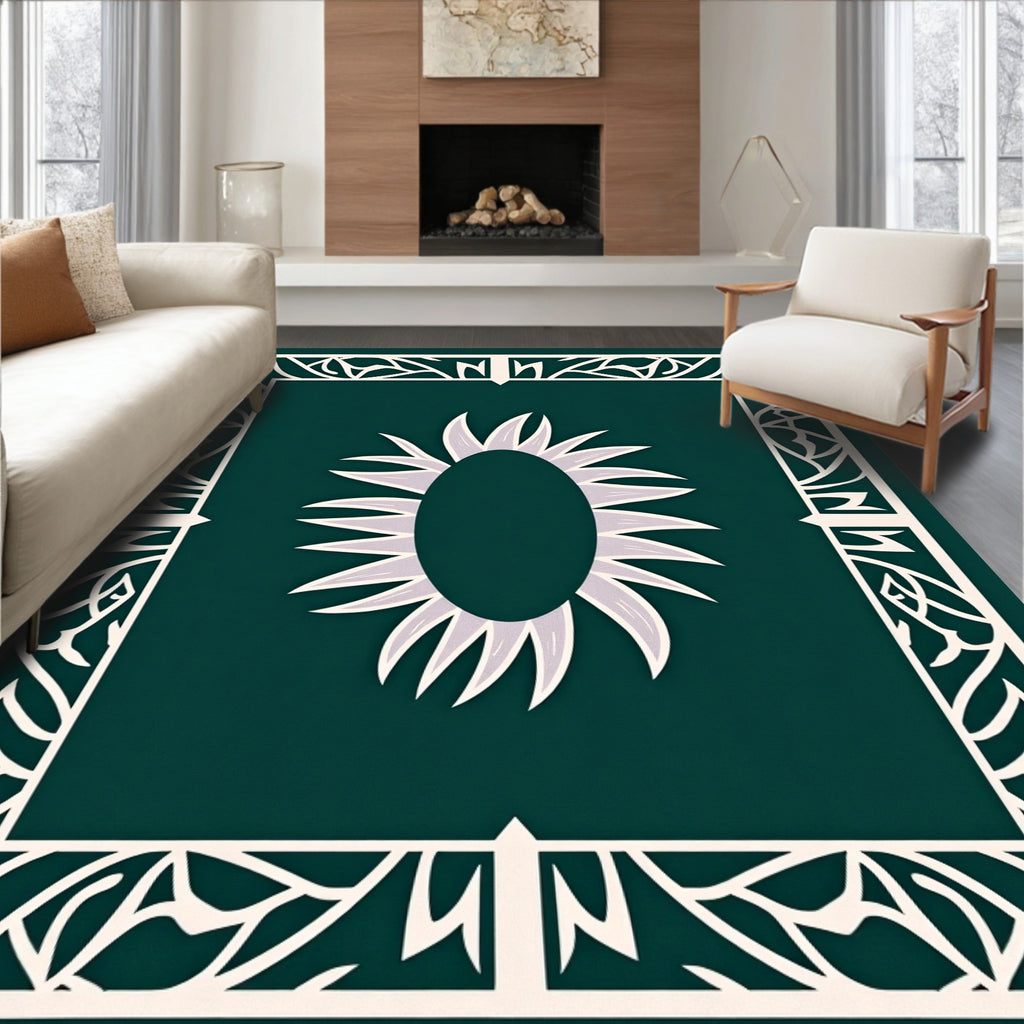 Emerald Green Ornamental Bloom Rug