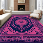 Vivid Pink Geometric Medallion Rug