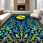 Midnight Bats Yellow Moon Botanical Rug