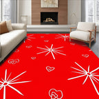 Vibrant Red Starburst Hearts Rug