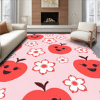 Happy Red Apples and Flowers Rug