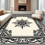 Black Ornate Border Starburst Rug