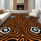 Bold Orange Swirl Abstract Eye Rug