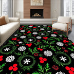 Classic Red Berry Snowflake Garland Rug