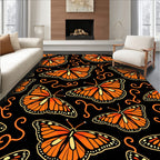Orange Monarch Butterfly Swirls Rug