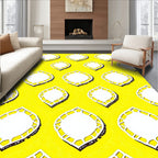 Vibrant Yellow White Geometric Medallion Rug