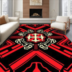Bold Red Geometric Symmetry Rug