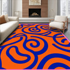 Vivid Orange Swirls Abstract Rug