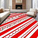 Red White Diagonal Stripe Holiday Accents Rug
