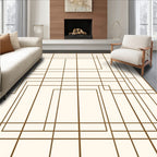 Cream Brown Geometric Overlay Rug
