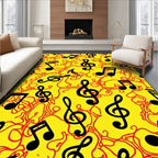 Vibrant Yellow Musical Notes Arrangement Rug