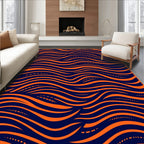 Bold Orange Navy Flowing Waves Rug