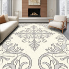 Elegant Cream Gray Floral Medallion Rug