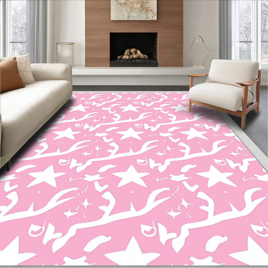 Pink Starburst Whimsical Swirl Rug