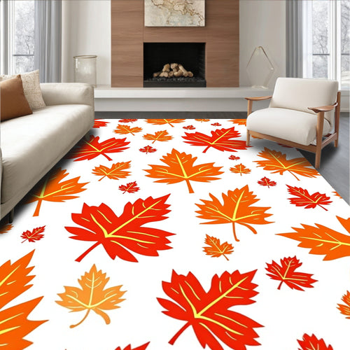Autumn Red Orange Maple Leaves Rug