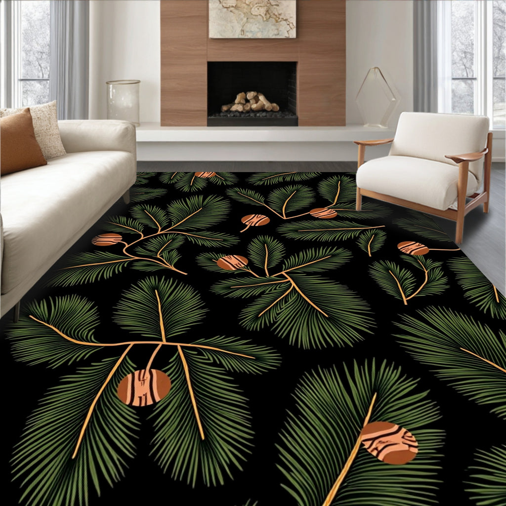 Evergreen Pine Conifer Foliage Garland Rug