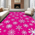 Vibrant Pink Snowflake Scatter Rug