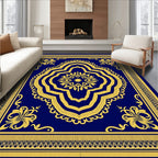 Royal Blue Golden Majestic Medallion Rug