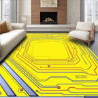 Yellow Circuit Board Lines Rug