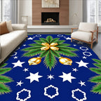 Golden Bells Emerald Leaves Starry Night Rug