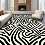 Black Cream Abstract Zebra Stripe Rug