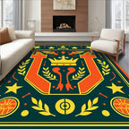 Orange Royal Emblem Medallion Dark Teal Rug