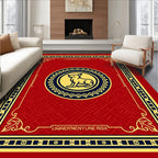 Red and Navy Dog Medallion Rug