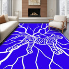 Bold Blue Feline Vine Art Rug
