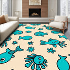 Whimsical Turquoise Ocean Critters Rug