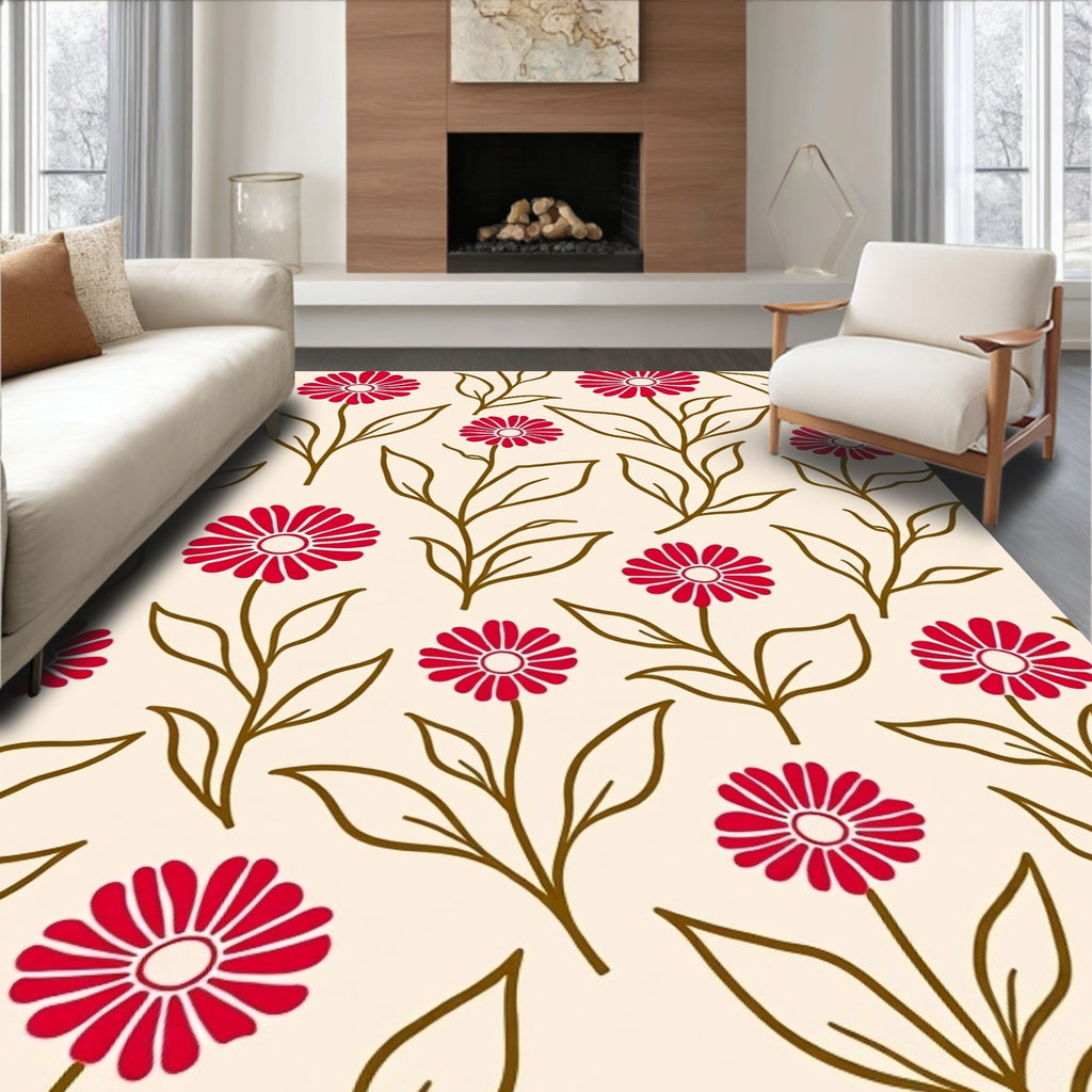 Red Daisy Botanical Garden Rug