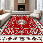 Crimson Medallion Floral Scroll Rug