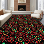 Bold Red Orange Floral Medallion Rug