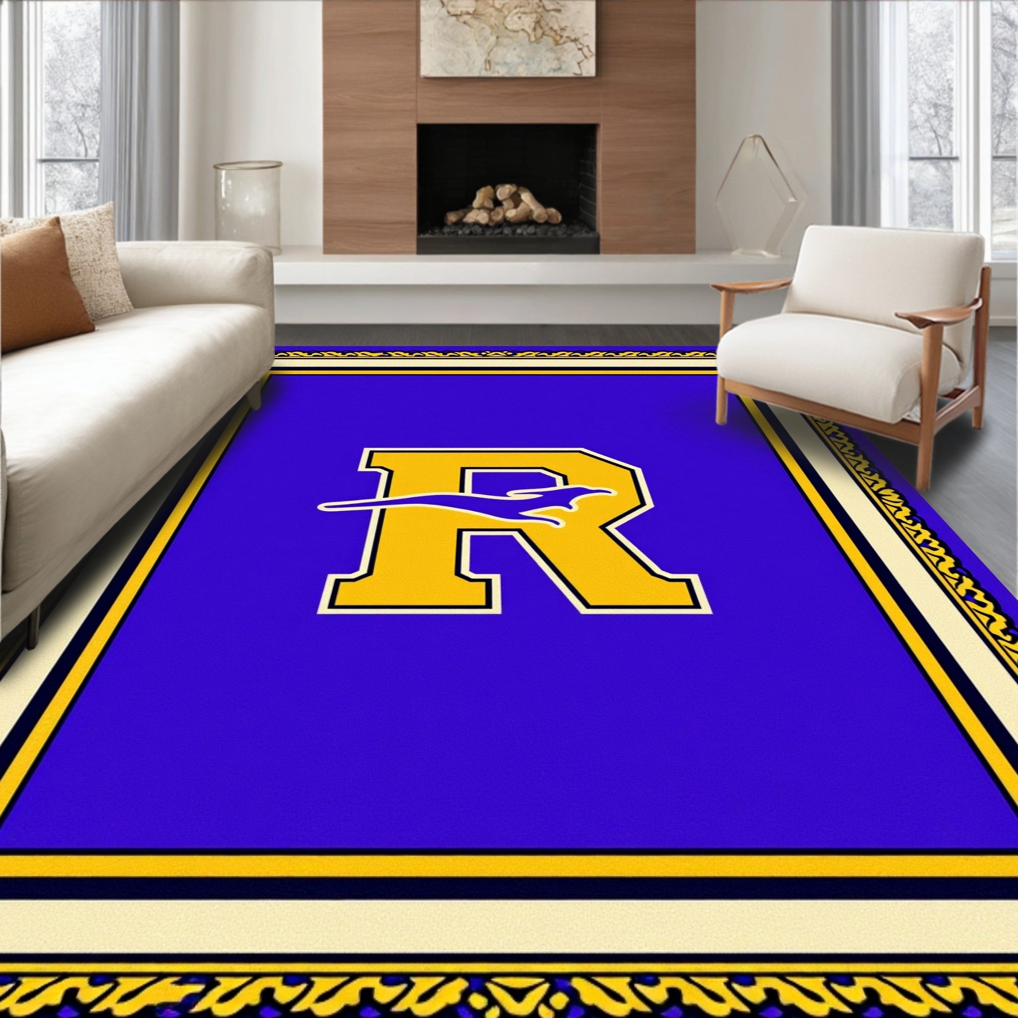 Majestic Royal Blue Retriever Letter R Rug