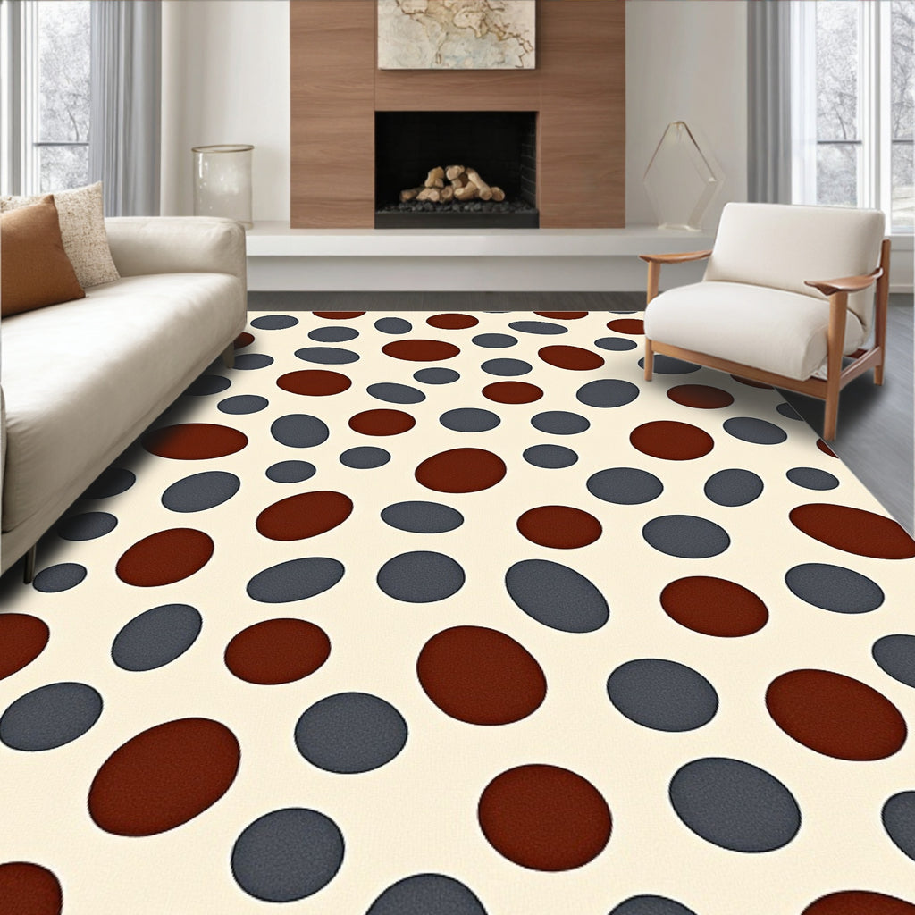 Terracotta And Slate Oval Scatter Rug