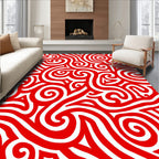 Bold Red Swirling Lines Rug