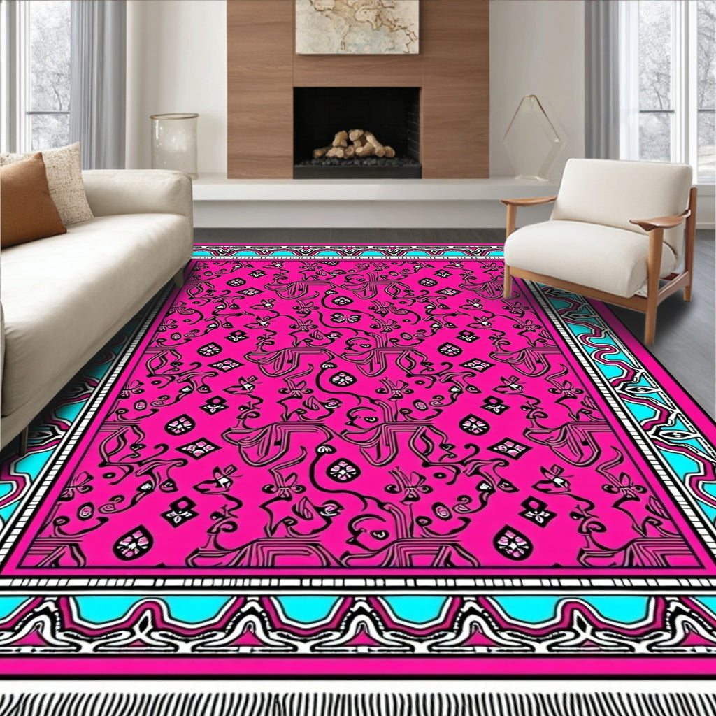 Hot Pink Abstract Animal Garden Rug