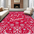 White Snowflakes Border Holiday Rug