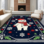 Charming Snowman Snowflake Border Rug