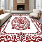 Crimson Oval Central Medallion Border Rug