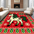 Festive Whimsical Unicorn Snowflake Christmas Rug