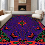 Vibrant Purple Floral Scrollwork Rug
