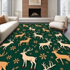 Golden Deer Snowflake Forest Rug