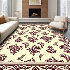 Traditional Crimson Floral Damask Rug