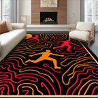 Crimson Orange Figures Abstract Maze Rug