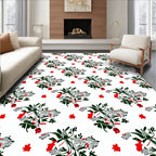Red Green Abstract Floral Arrangement Rug